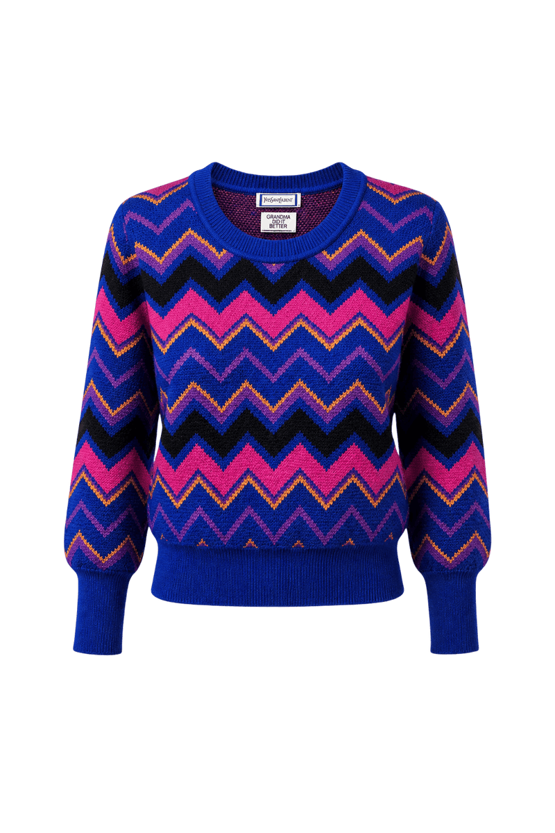 1980s Blue Wool Blend Sweater - Front View