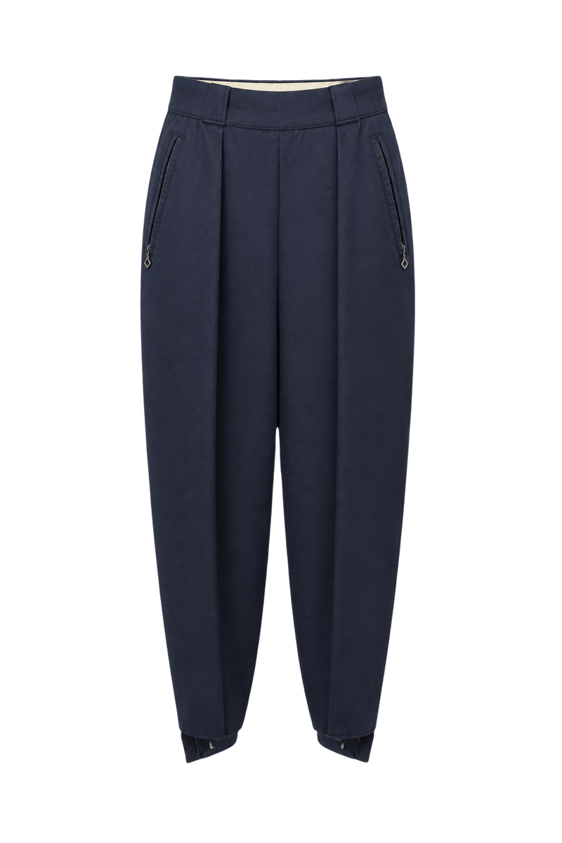 1950s Navy Cotton Blend Pants - Front View