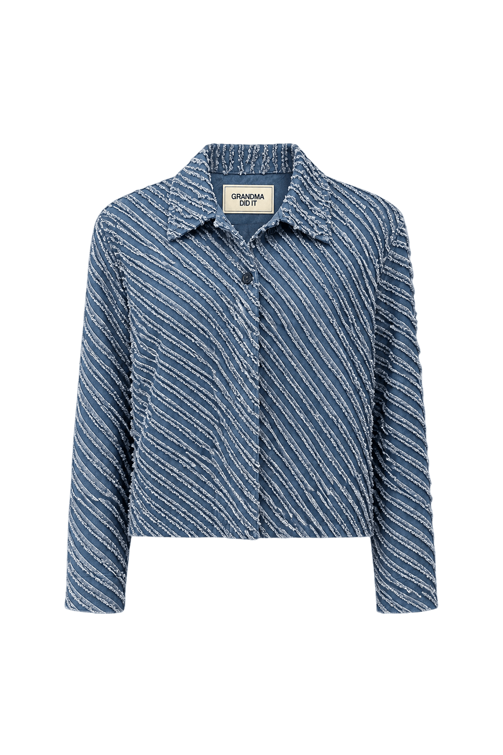 1990s Blue Cotton Blend Jacket - Front View