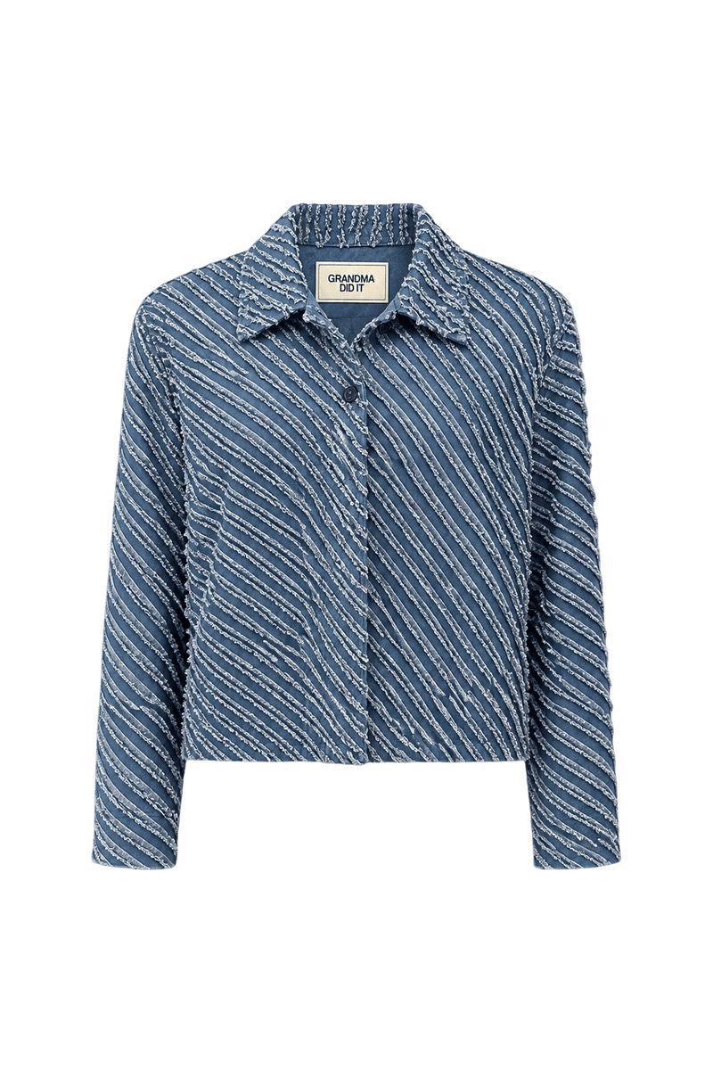1990s Blue Cotton Blend Jacket - Front View