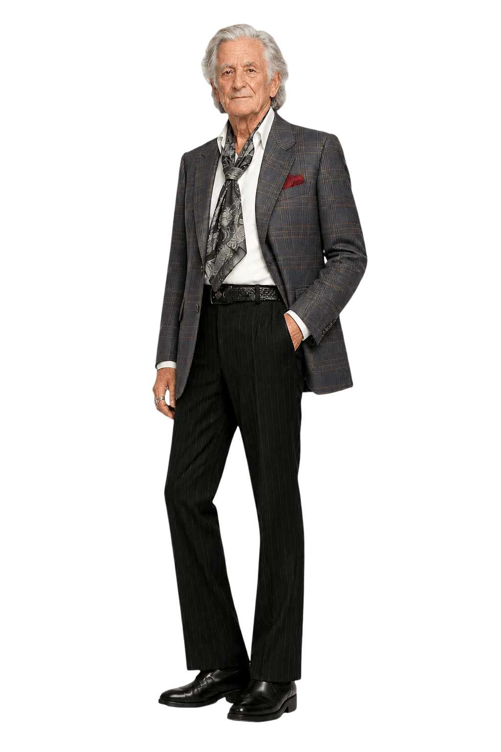 1980s Navy Blue Wool Blend Blazer - Model