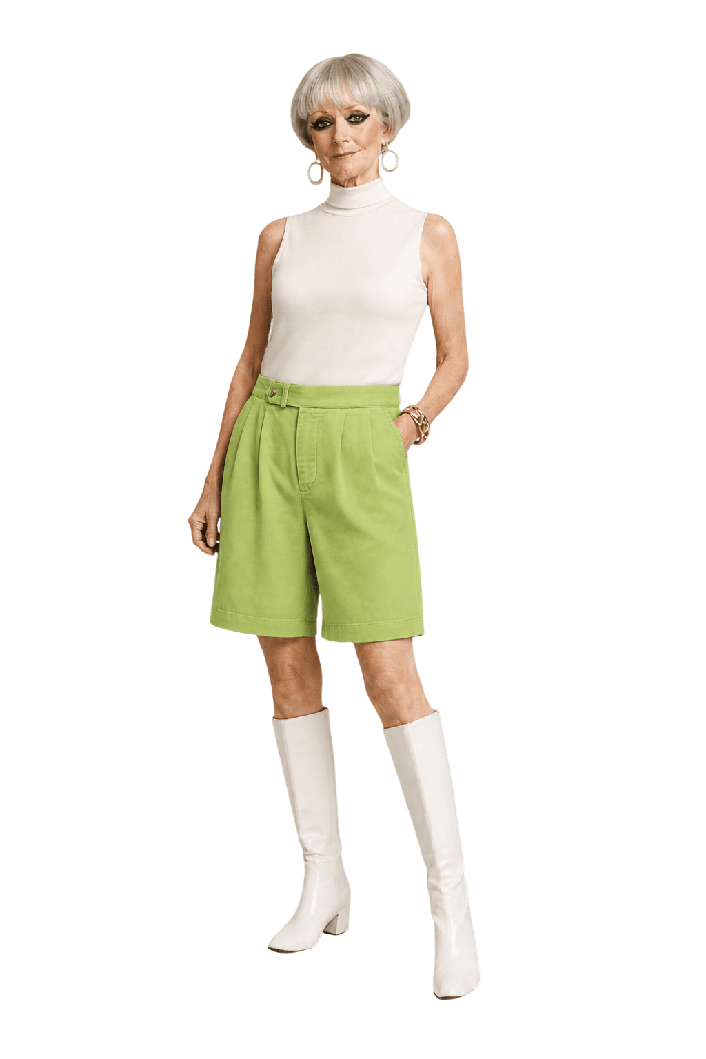 1960s Light Green Cotton Shorts - Model