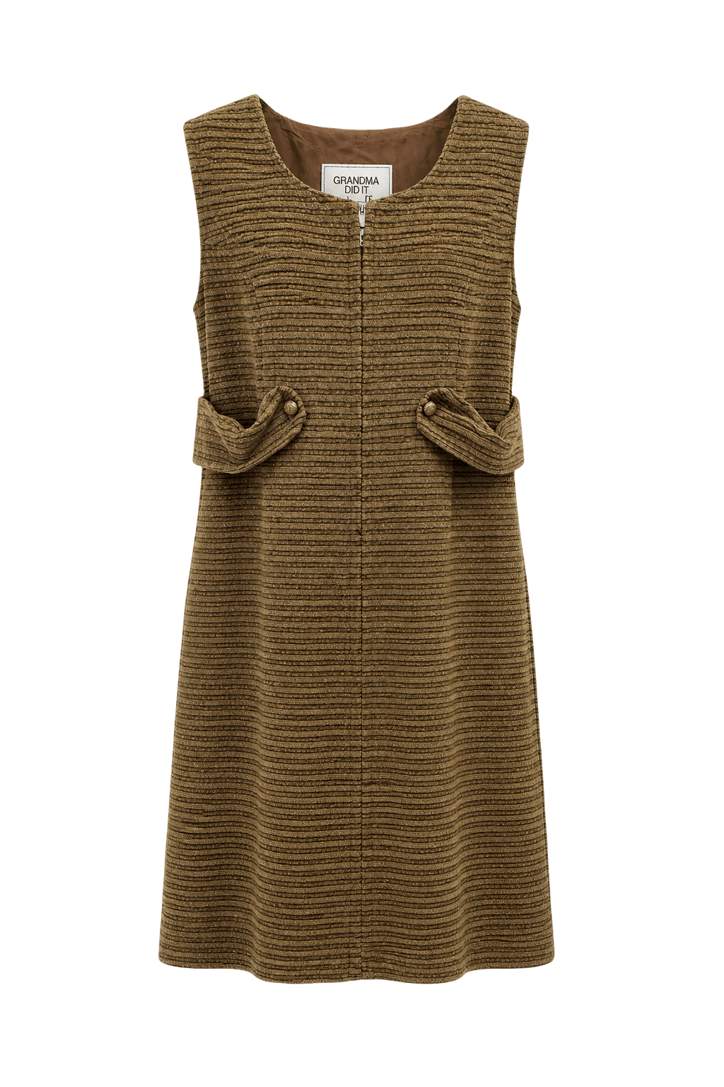 1970s Brown Wool Blend Dress - Front View