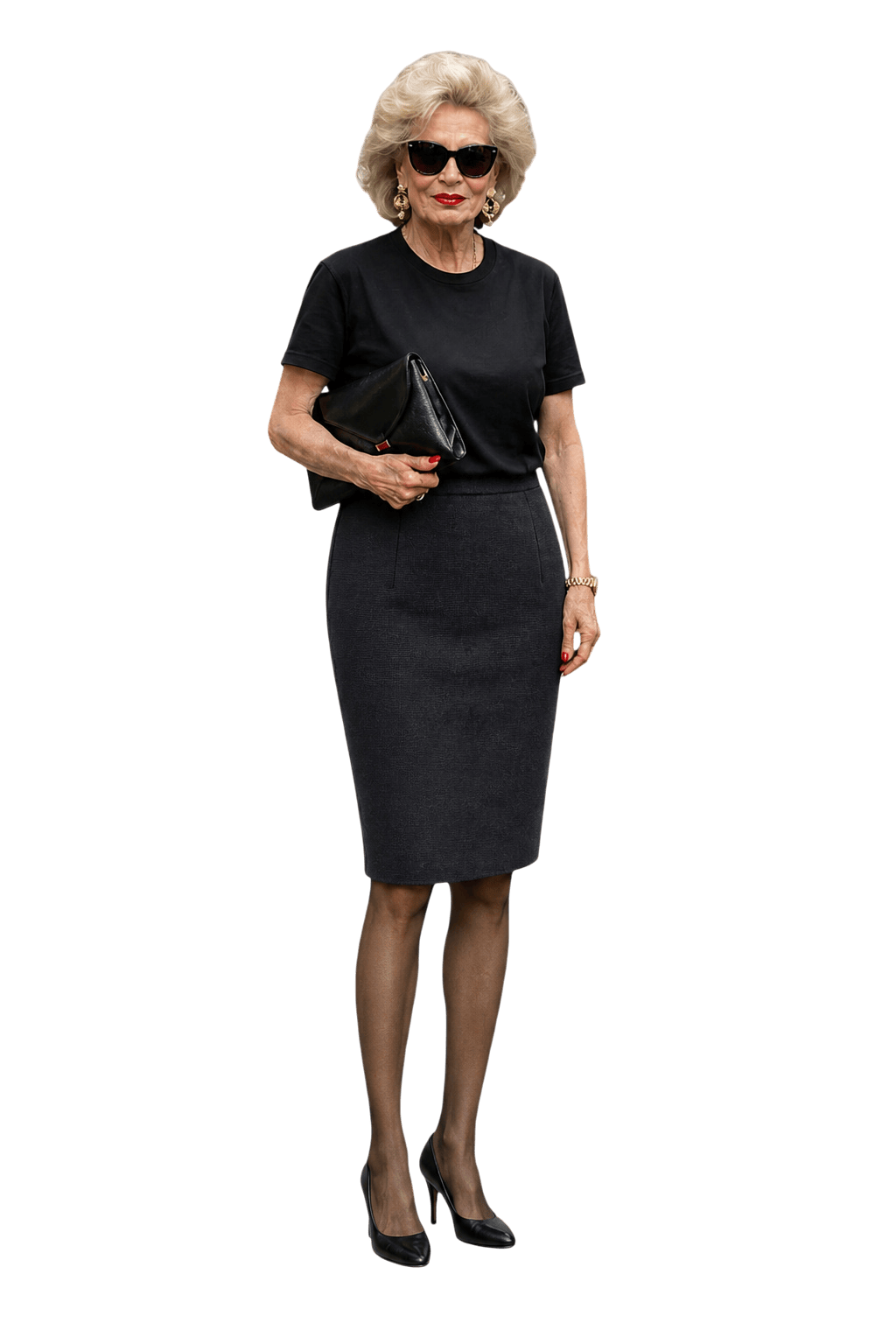 1980s Black Wool Blend Skirt - Model