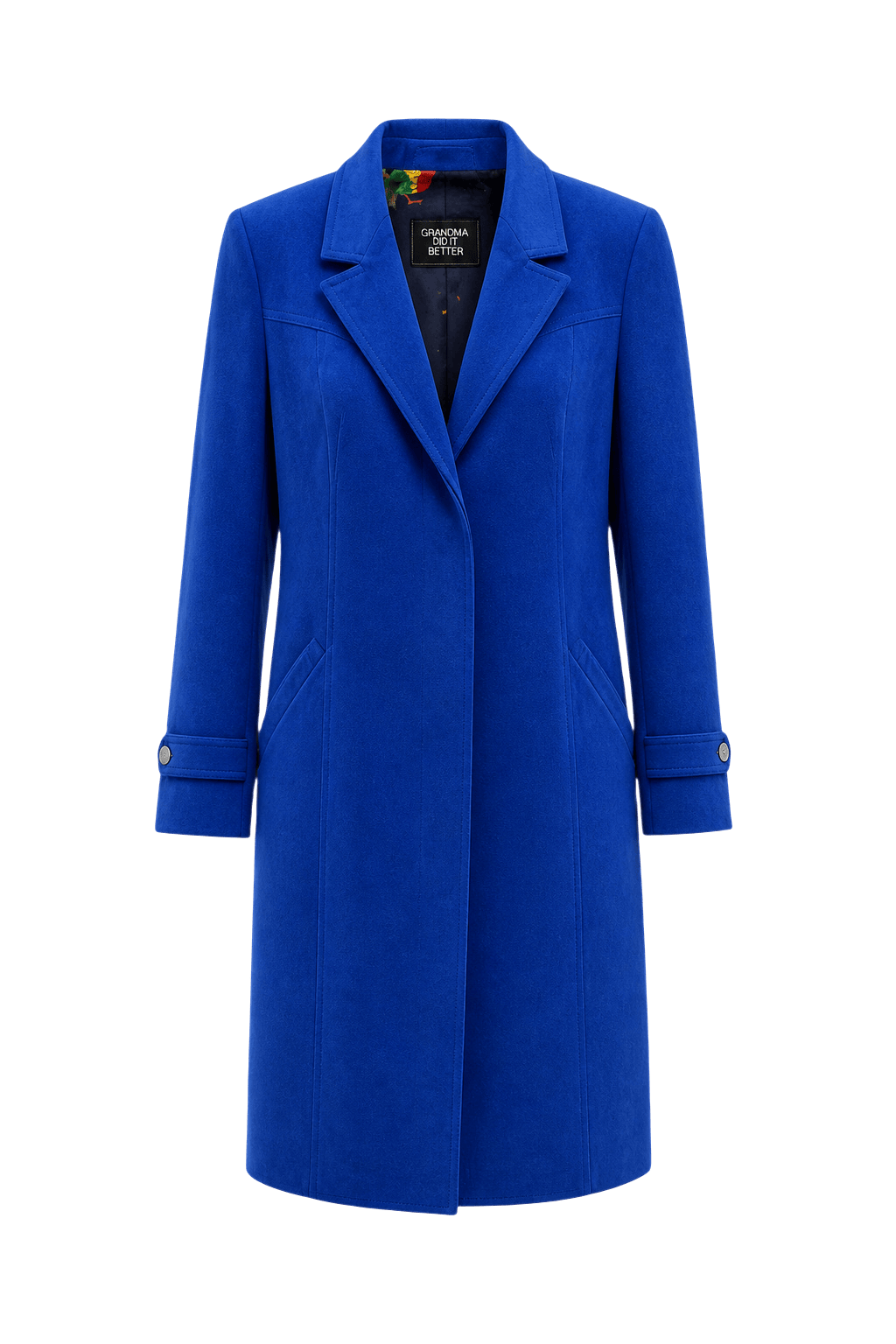1980s Royal Blue Wool Blend Coat - Front View