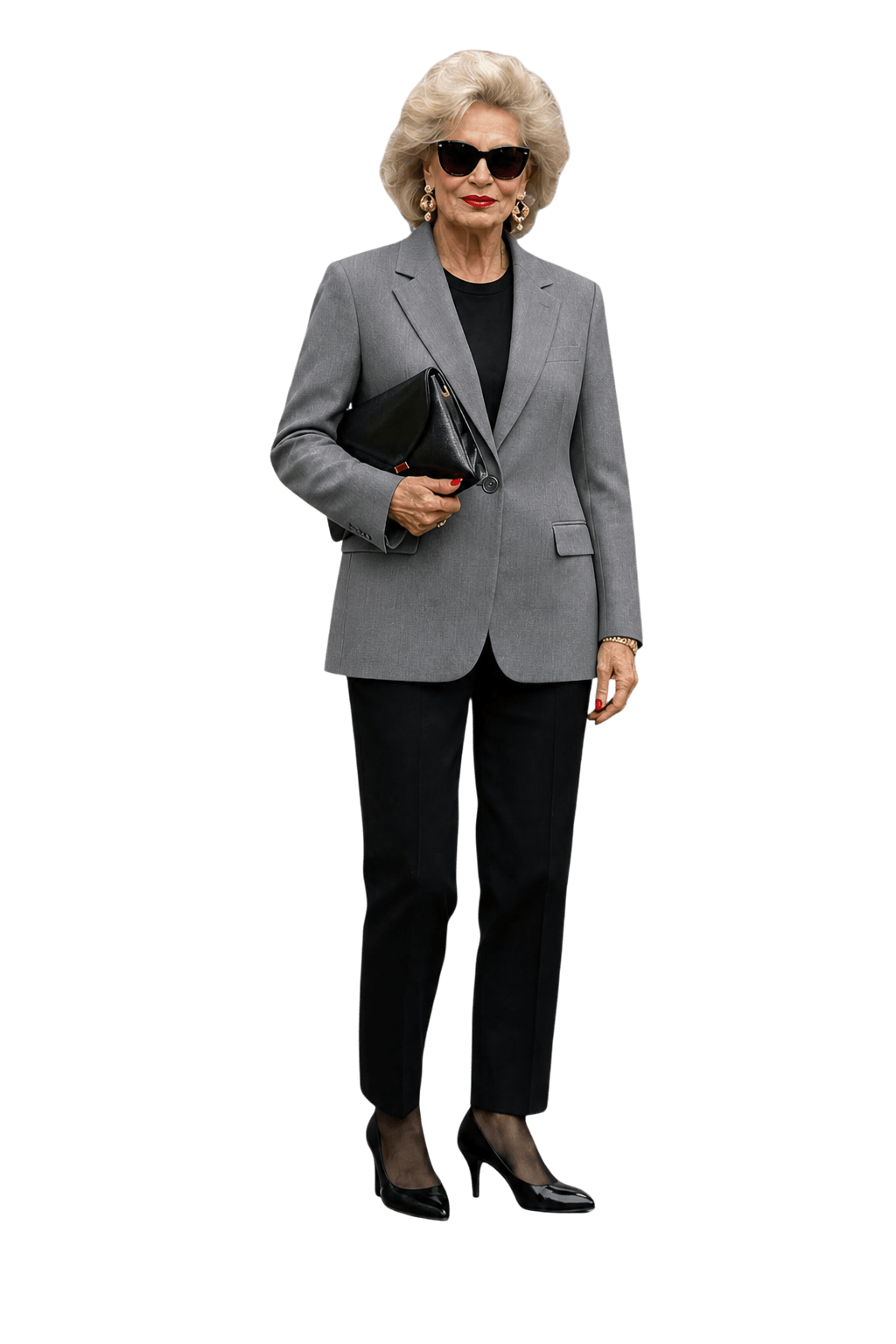 1980s Charcoal Grey Wool Blend Blazer - Model