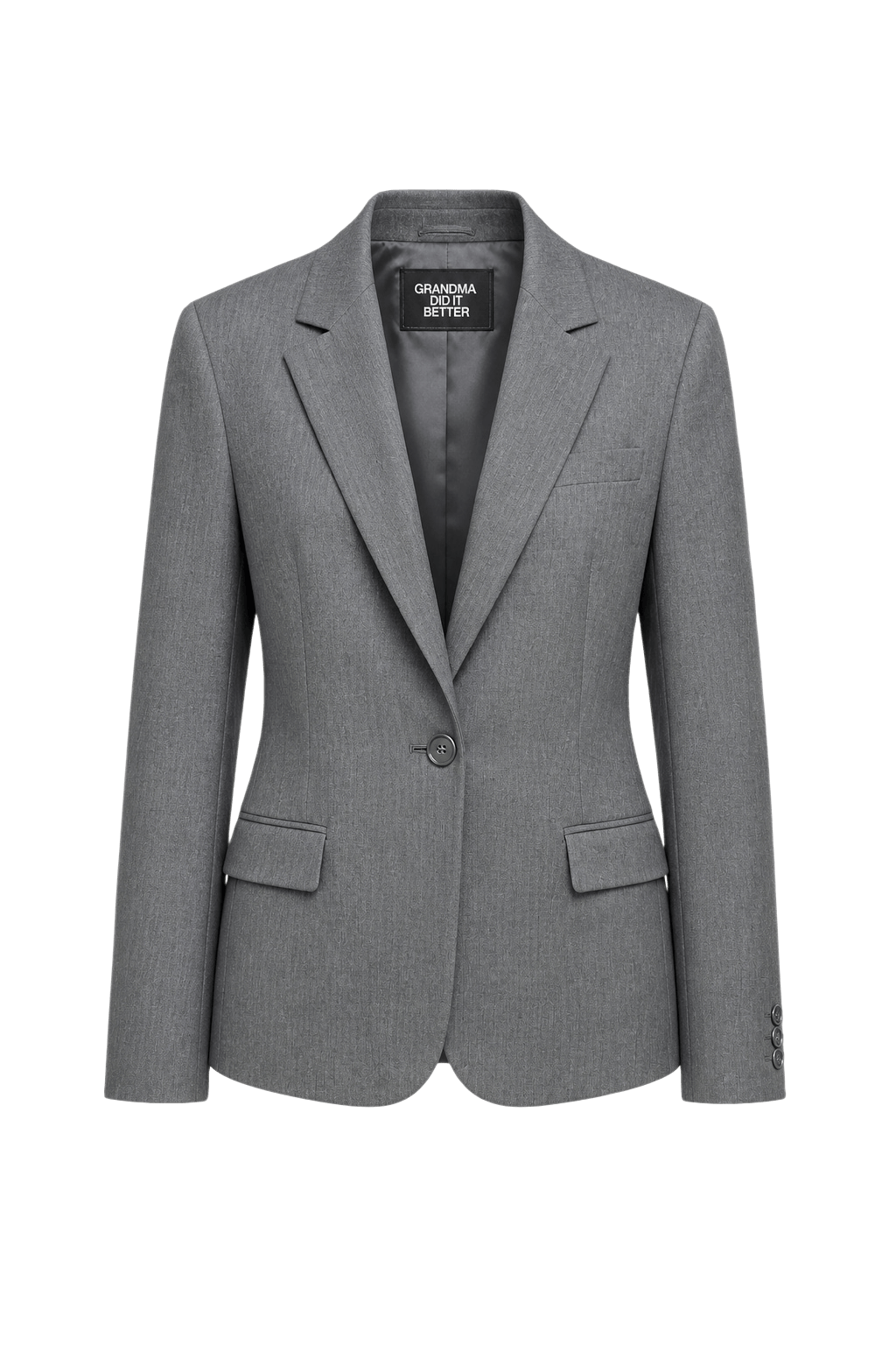 1980s Charcoal Grey Wool Blend Blazer - Front View