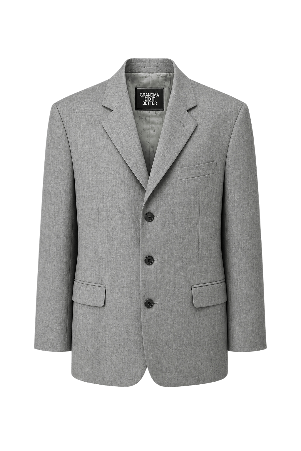 1990s Grey Wool Blend Blazer - Front View