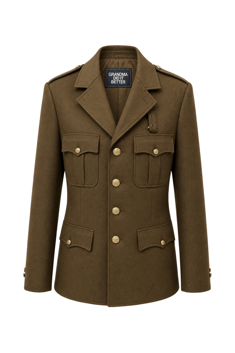 1940s Brown Wool Blend Jacket - Front View