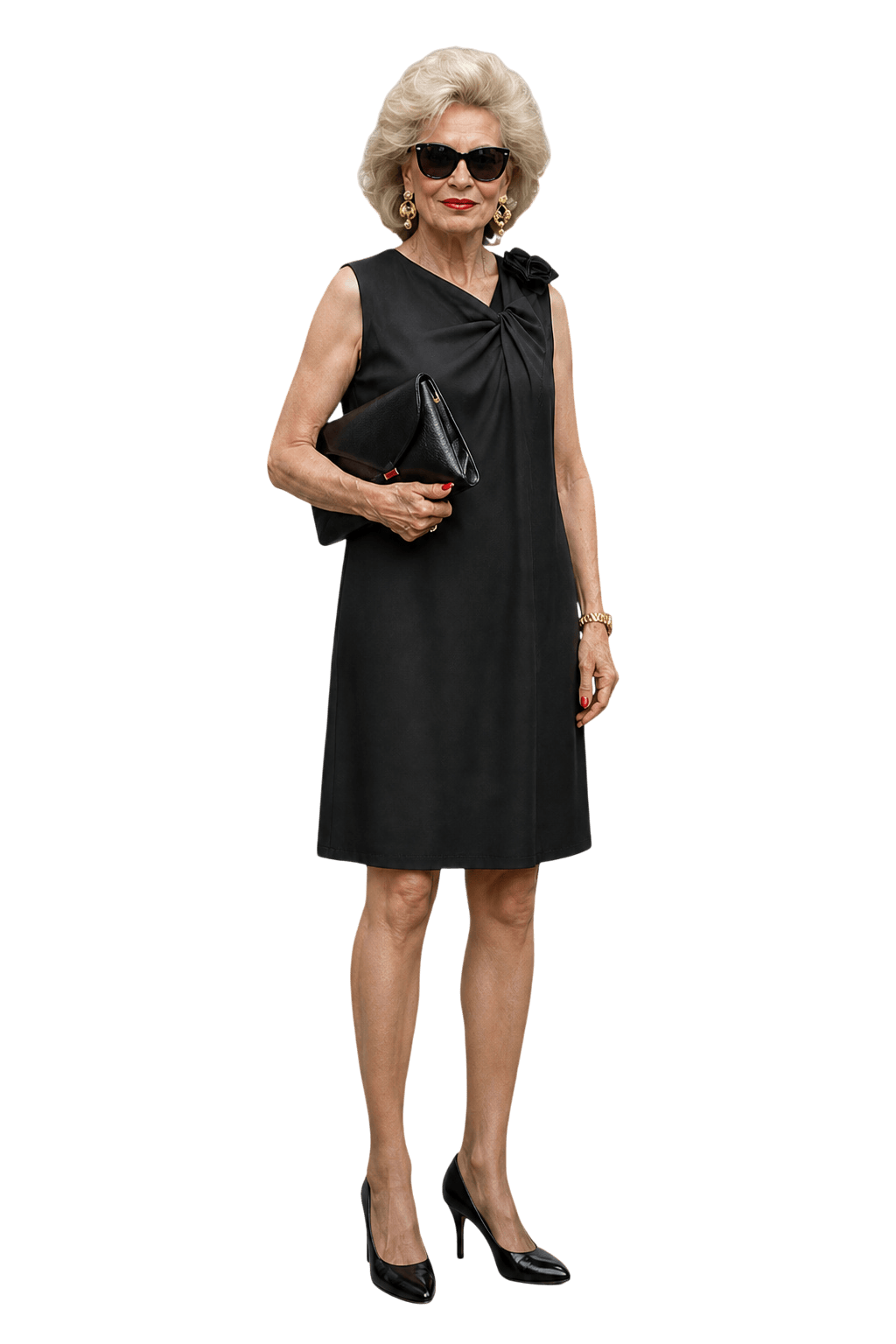1980s Black Cotton Blend Dress - Model
