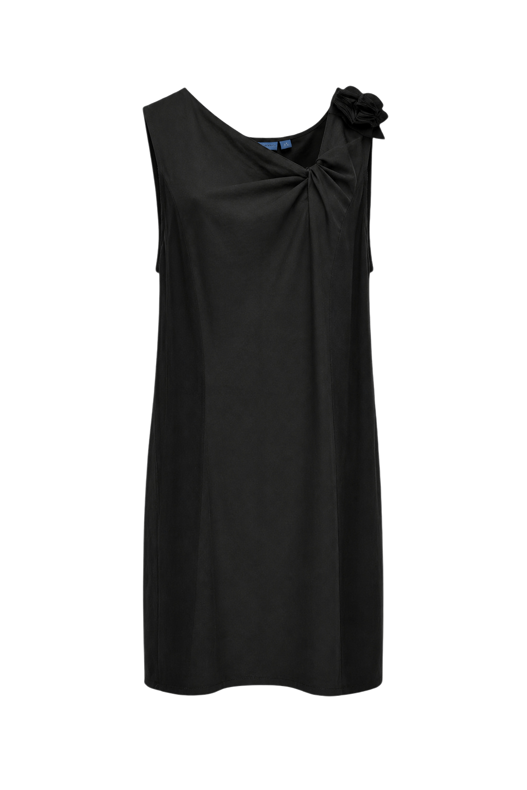 1980s Black Cotton Blend Dress - Front View