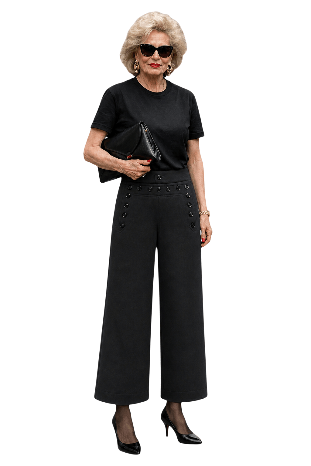 1940s Navy Blue Cotton Blend Pants - Model
