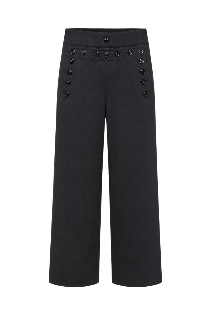 1940s Navy Blue Cotton Blend Pants - Front View