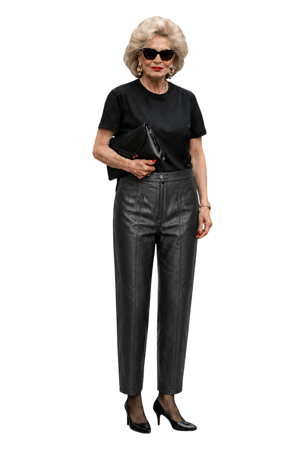 1980s Black Leather Pants - Model