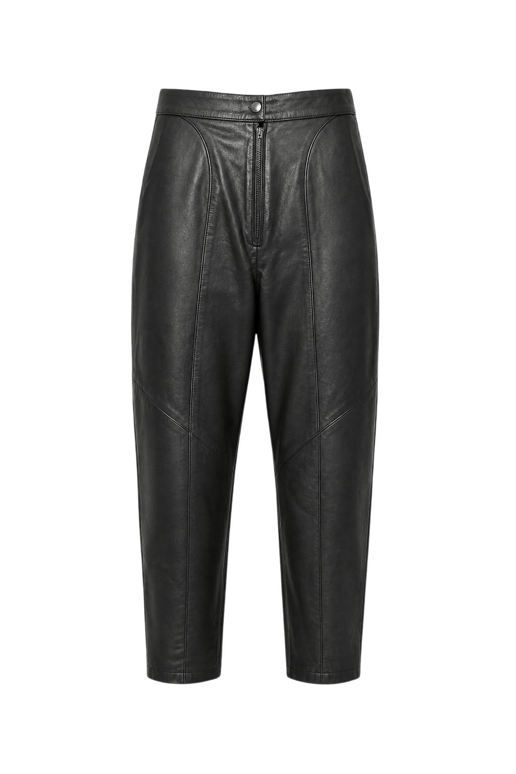 1980s Black Leather Pants - Front View