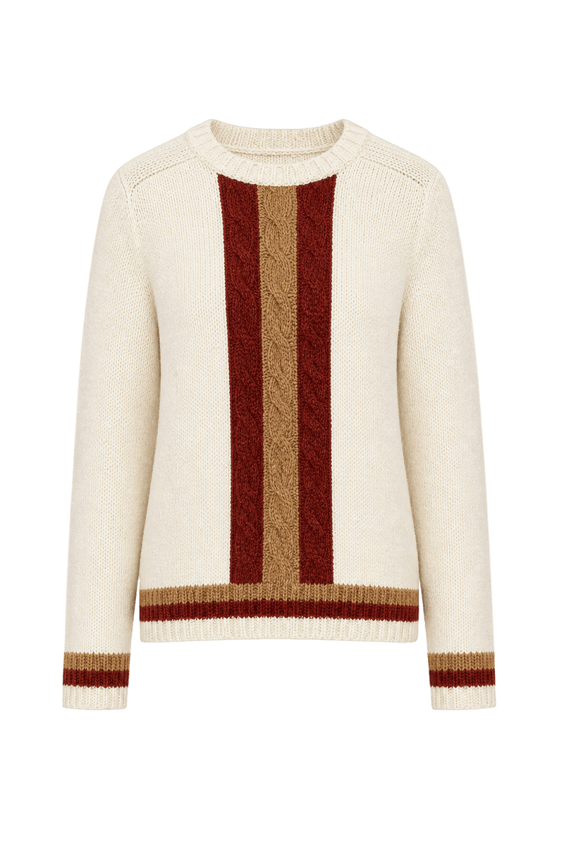 1970s Cream White Wool Blend Sweater - Front View