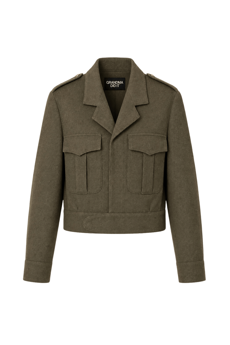 1940s Olive Green Wool Blend Jacket - Front View