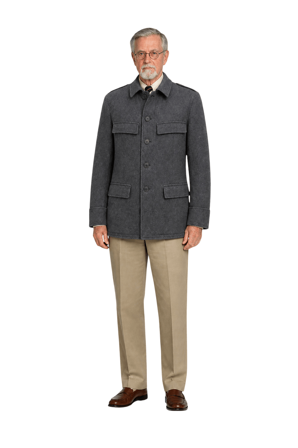 1950s Charcoal Grey Wool Blend Jacket - Model