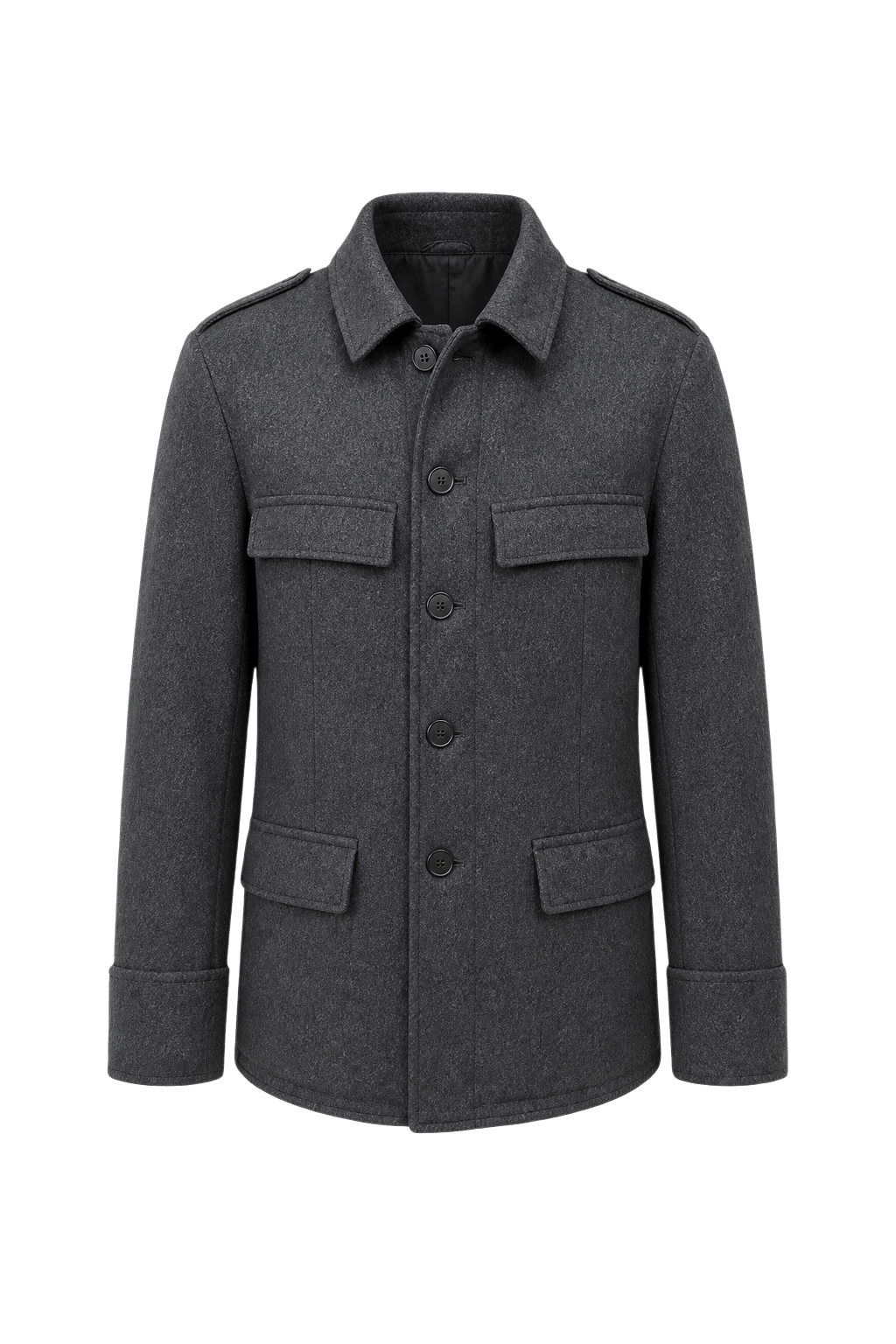 1950s Charcoal Grey Wool Blend Jacket - Front View