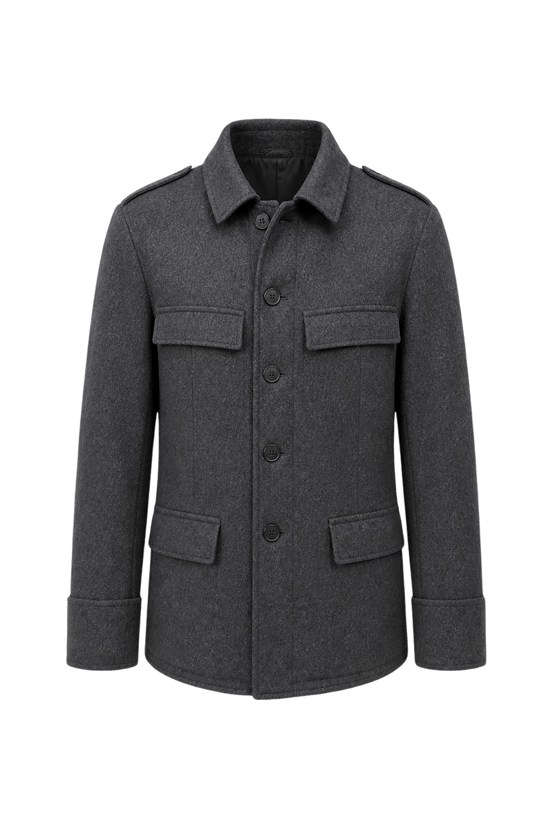1950s Charcoal Grey Wool Blend Jacket - Front View