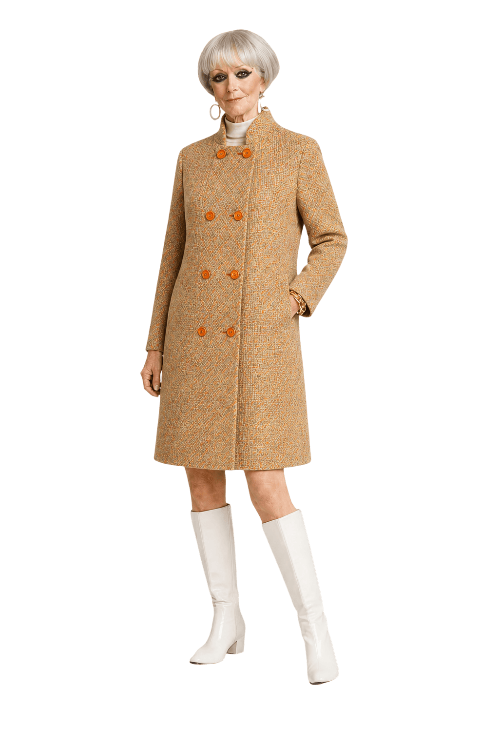[1970s] Multi-color Tweed Wool Blend Coat - Model