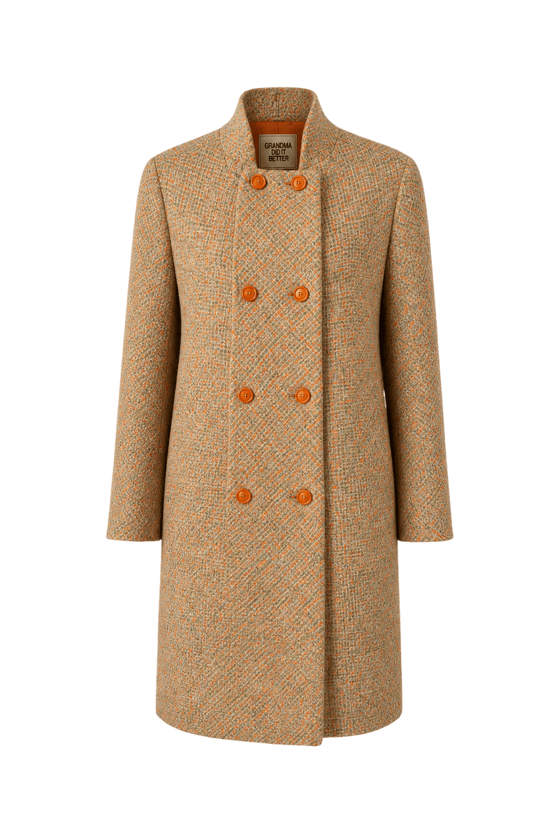 [1970s] Multi-color Tweed Wool Blend Coat - Front View