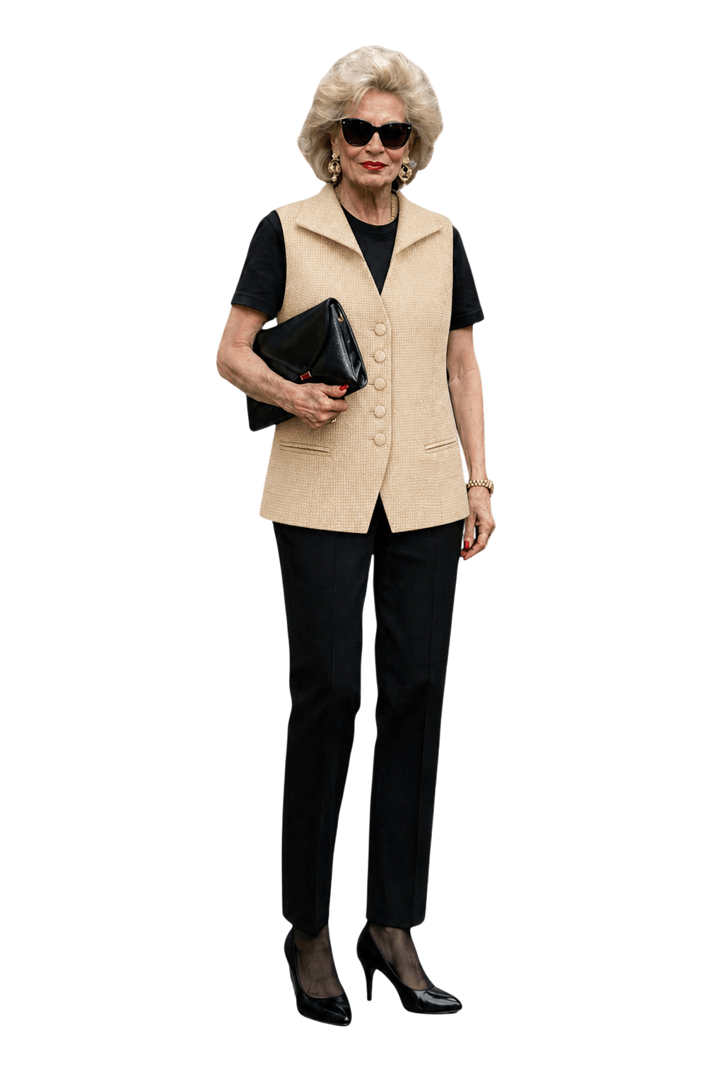 1980s Beige Wool Blend Vest - Model