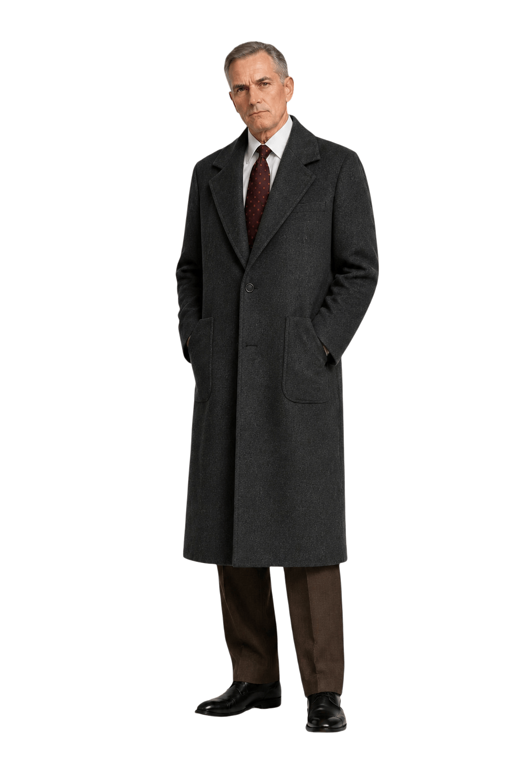 1990s Charcoal Grey Wool Coat - Model