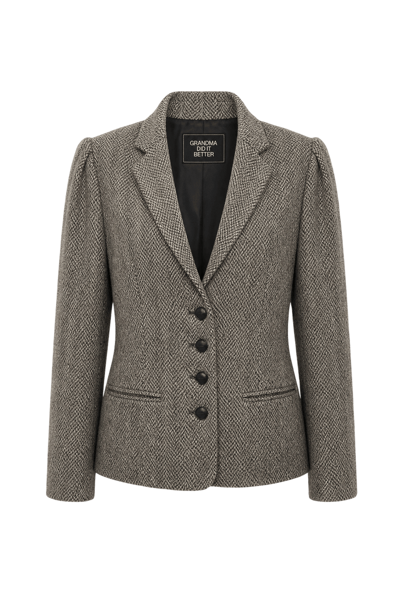 1950s Grey Wool Blend Blazer - Front View