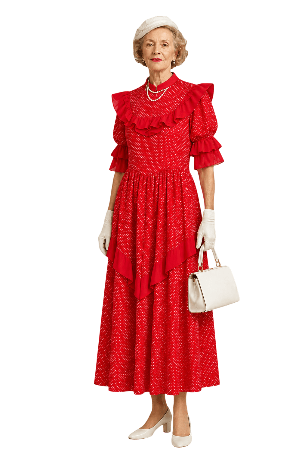 1950s Red Polyester Dress - Model