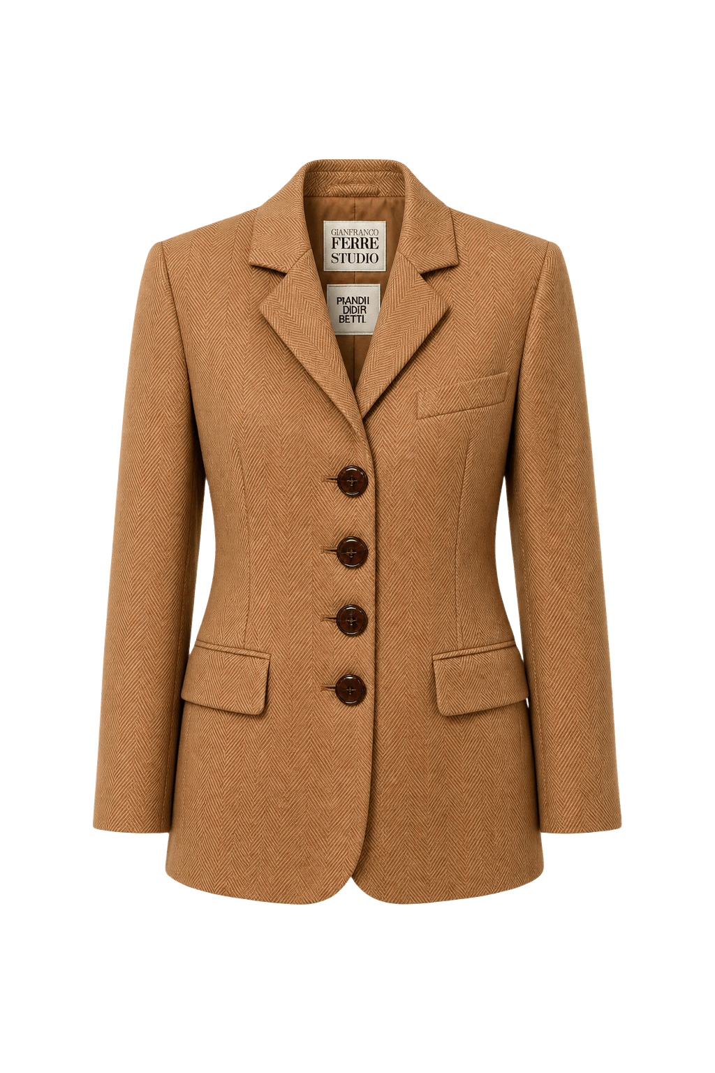 1980s Brown Wool Blend Blazer - Front View