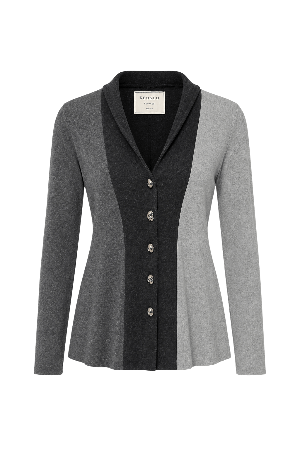 1990s Dark Grey Cotton Blend Cardigan - Front View