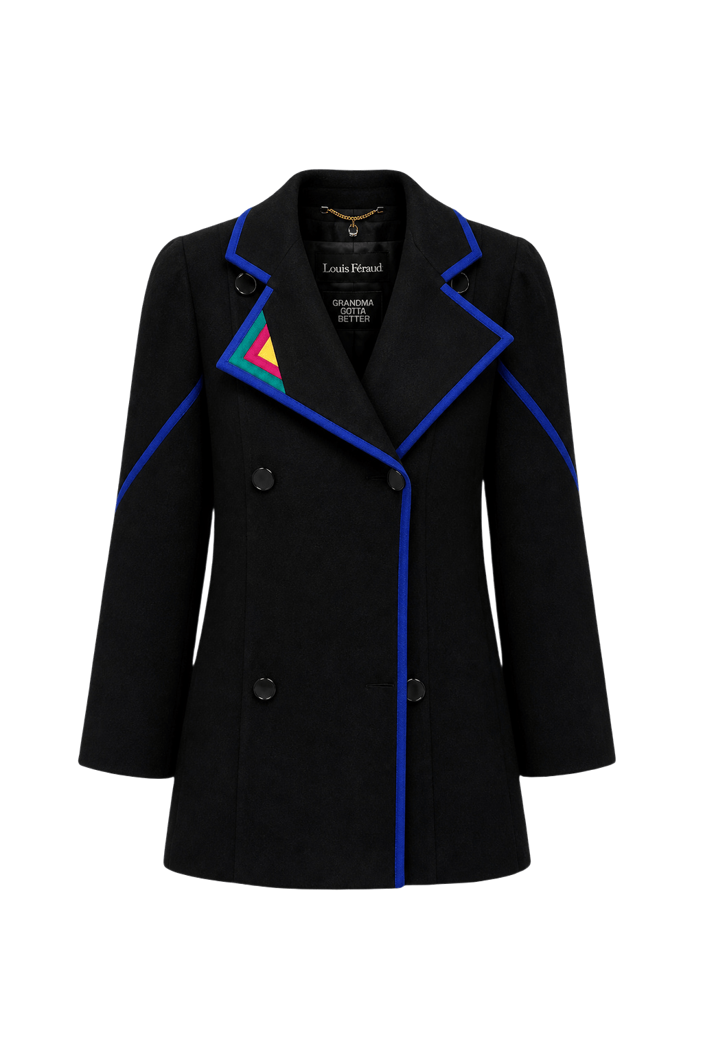 1980s Black Wool Blend Coat - Front View