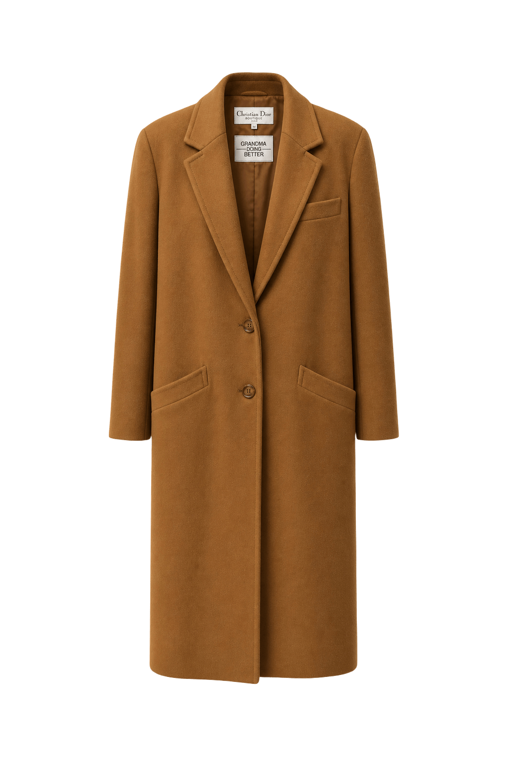 1980s Mustard Yellow Wool Blend Coat - Front View
