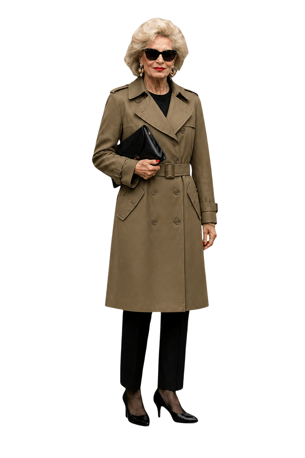 1980s Khaki Cotton Blend Trench Coat - Model