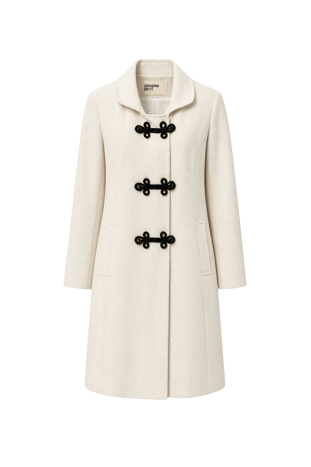 1970s Cream Wool Blend Coat - Front View