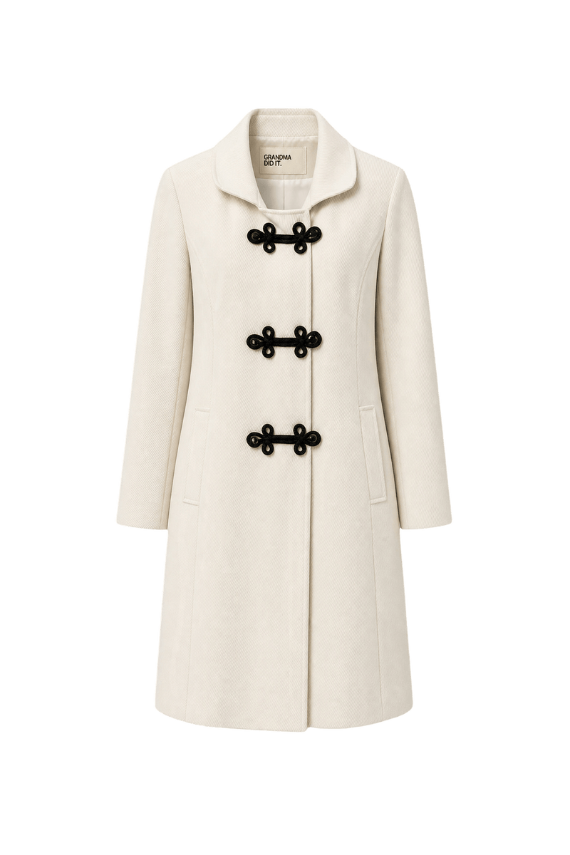 1970s Cream Wool Blend Coat - Front View