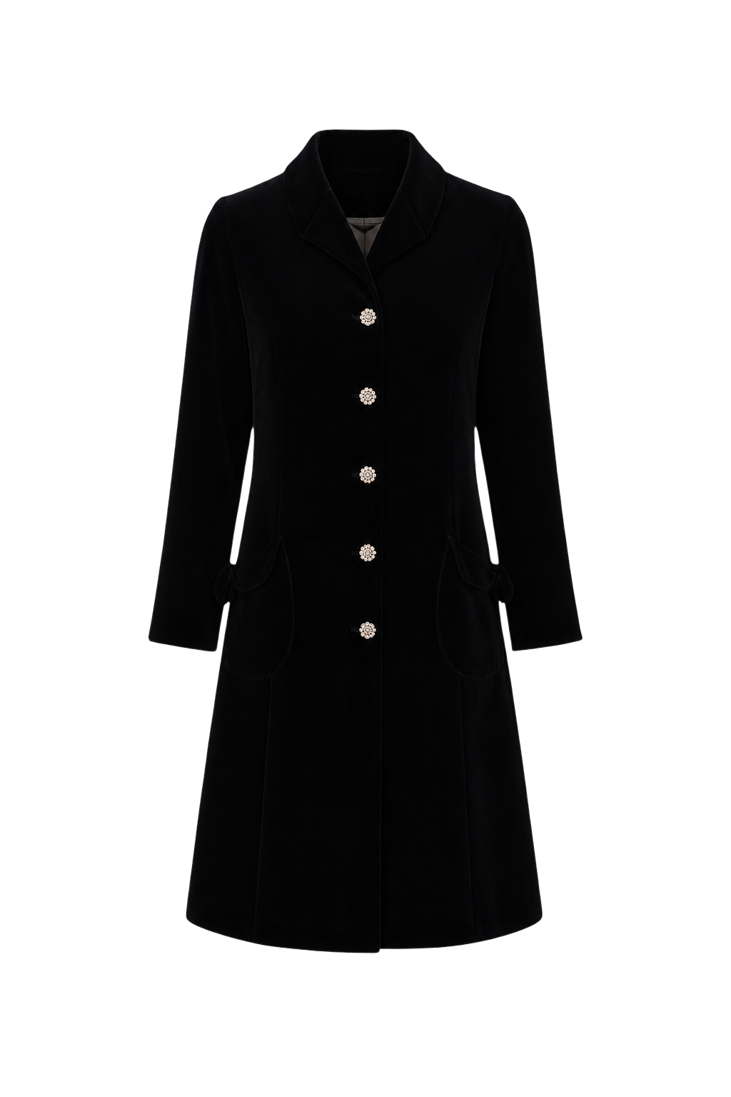 1950s Black Velvet Coat - Front View