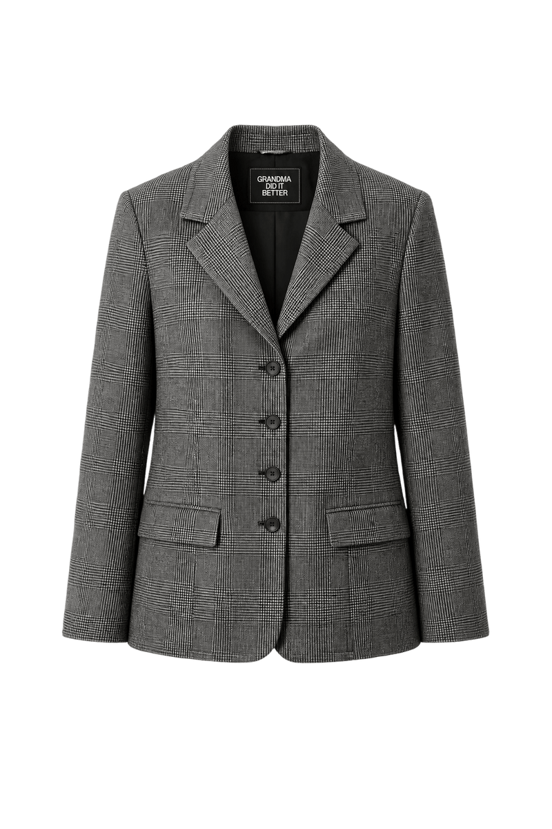 1990s Grey Wool Blend Blazer - Front View