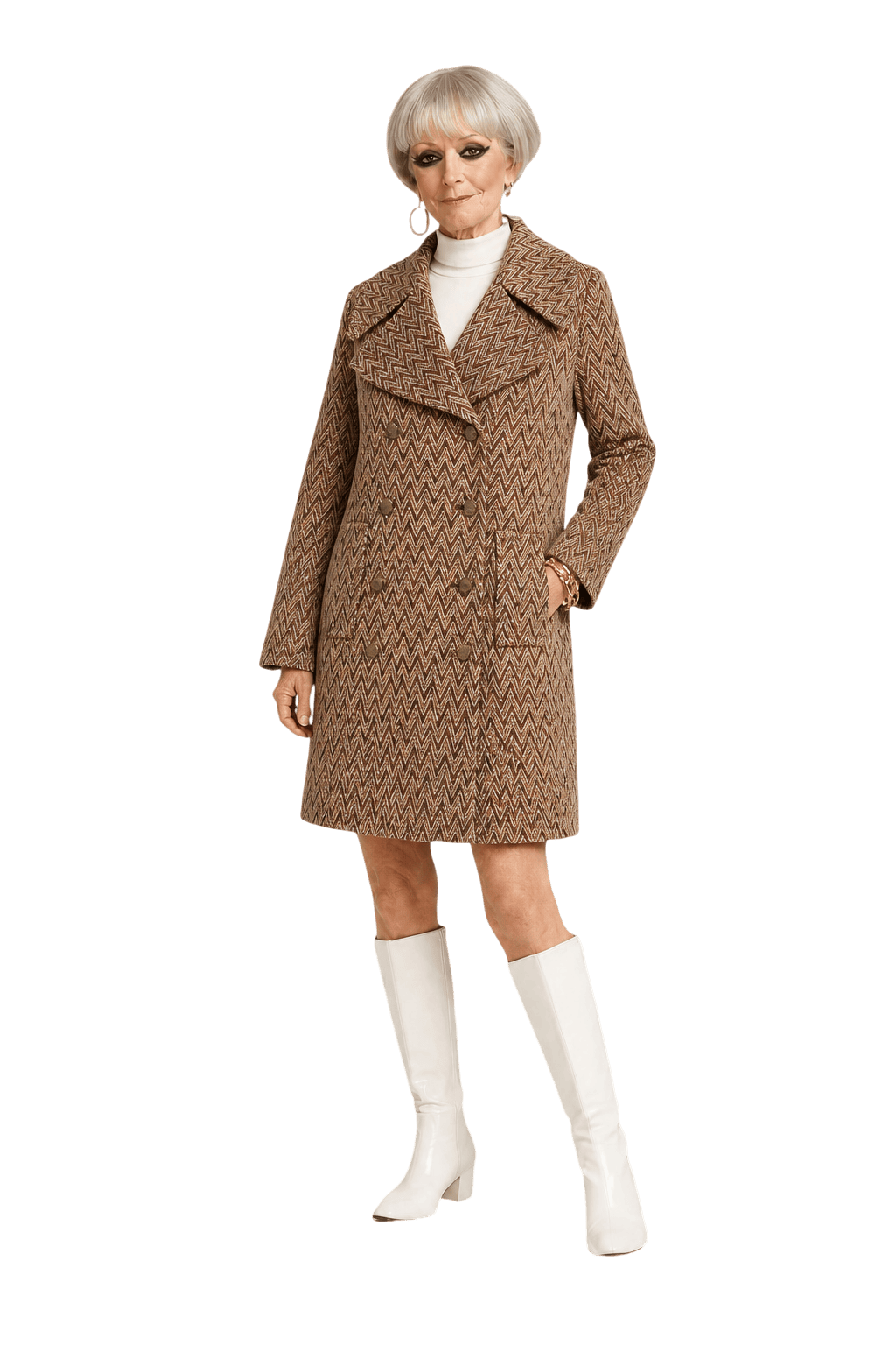 1960s Brown Wool Blend Coat - Model