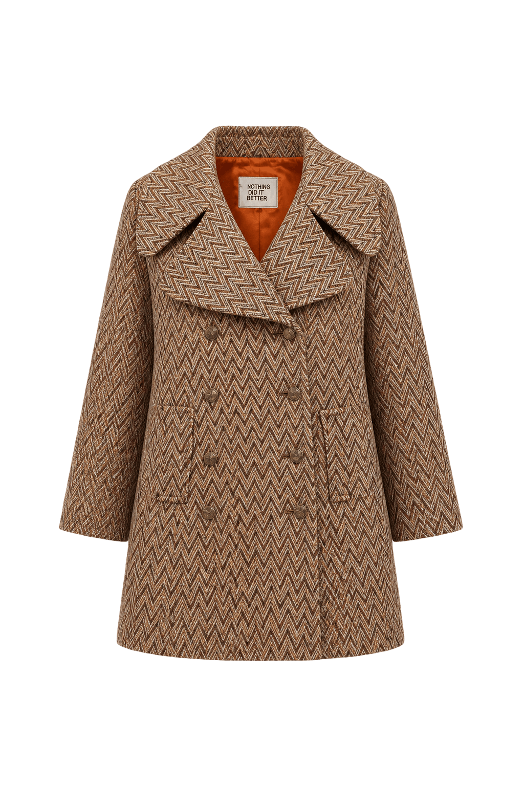 1960s Brown Wool Blend Coat - Front View