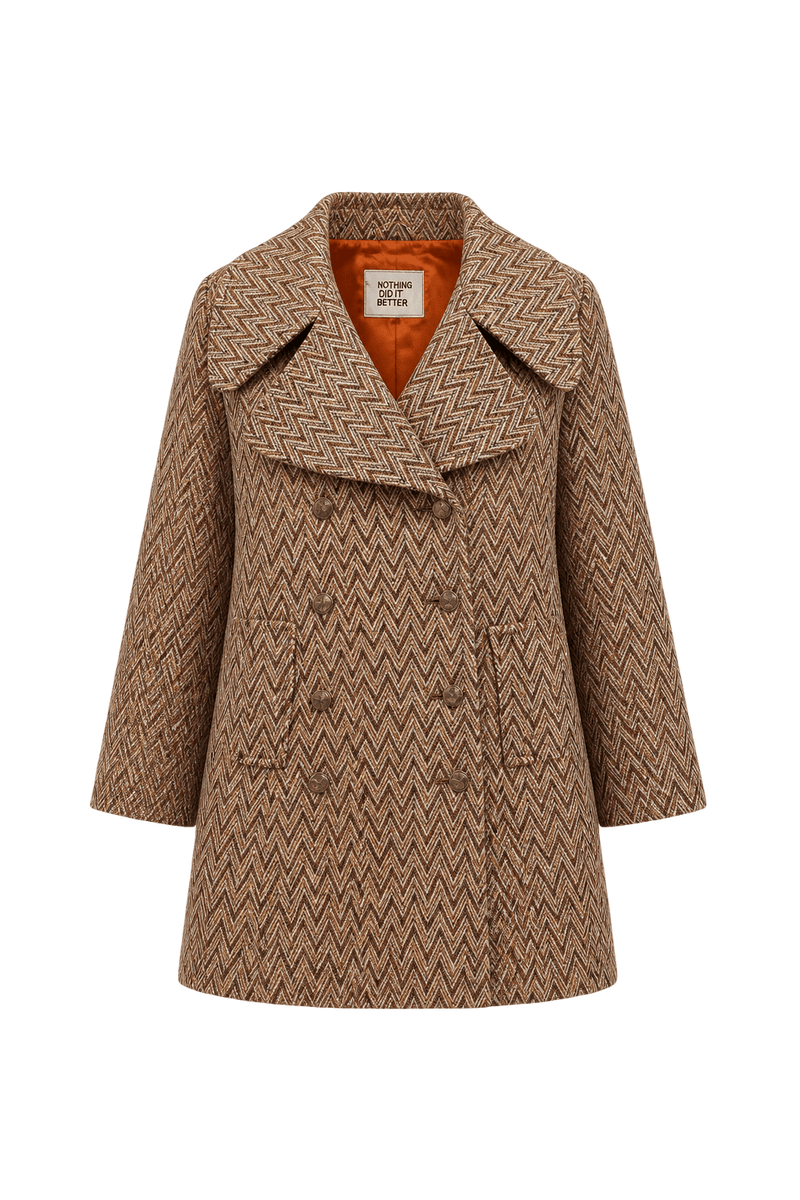 1960s Brown Wool Blend Coat - Front View