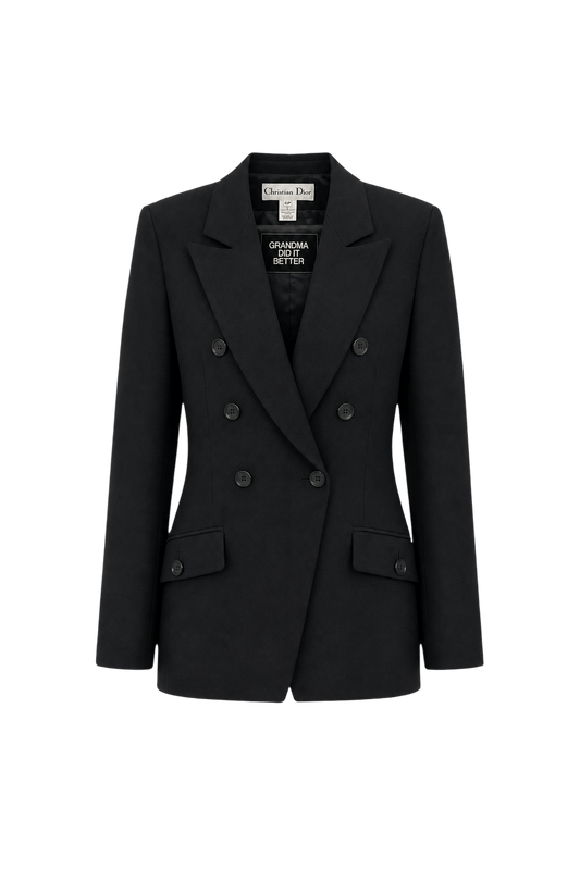 1990s Black Wool Blend Blazer - Front View