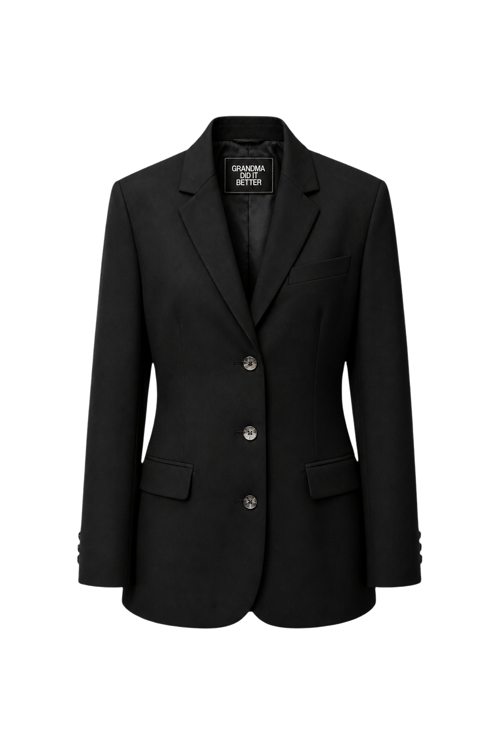 1990s Black Wool Blend Blazer - Front View