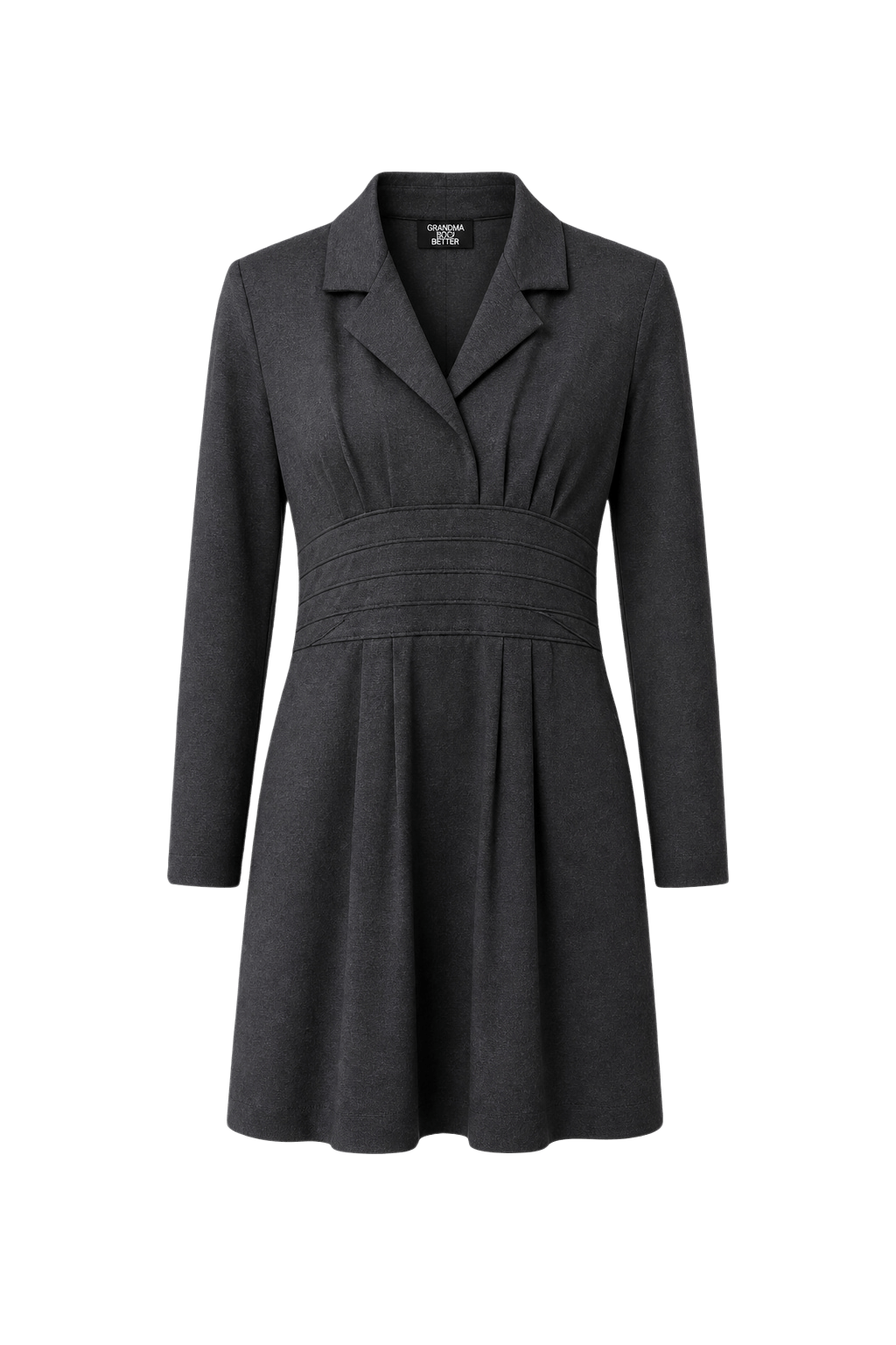 1950s Dark Grey Wool Blend Dress - Front View