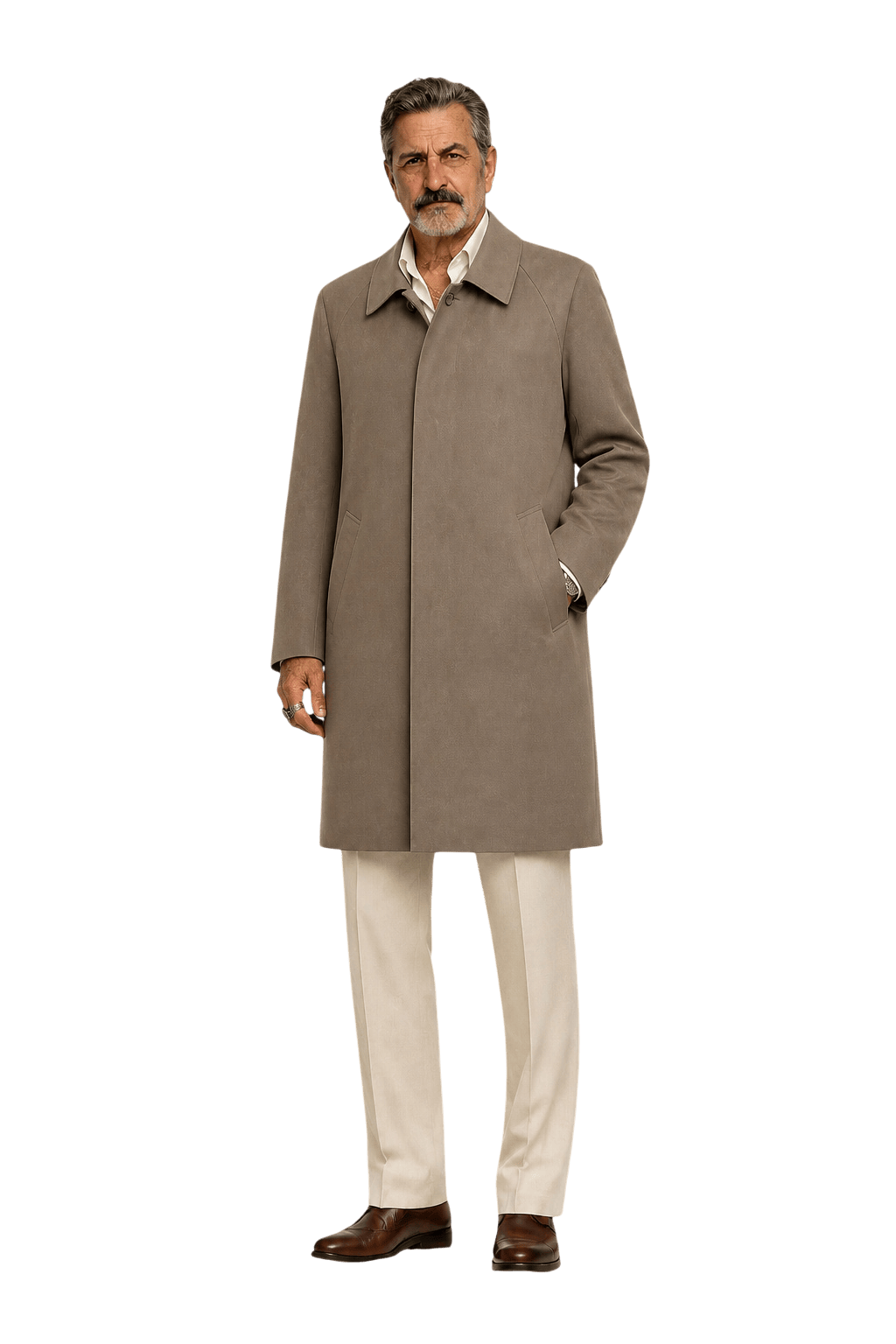 1980s Taupe Wool Blend Coat - Model