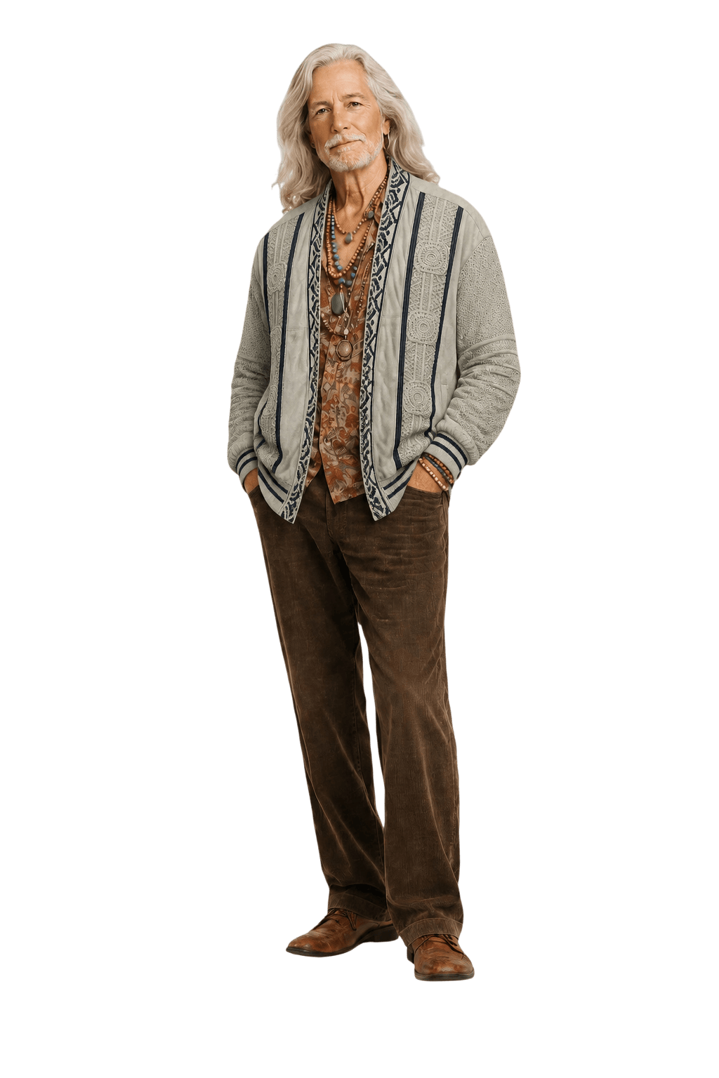 1970s Light Grey Wool Blend Bomber Jacket - Model