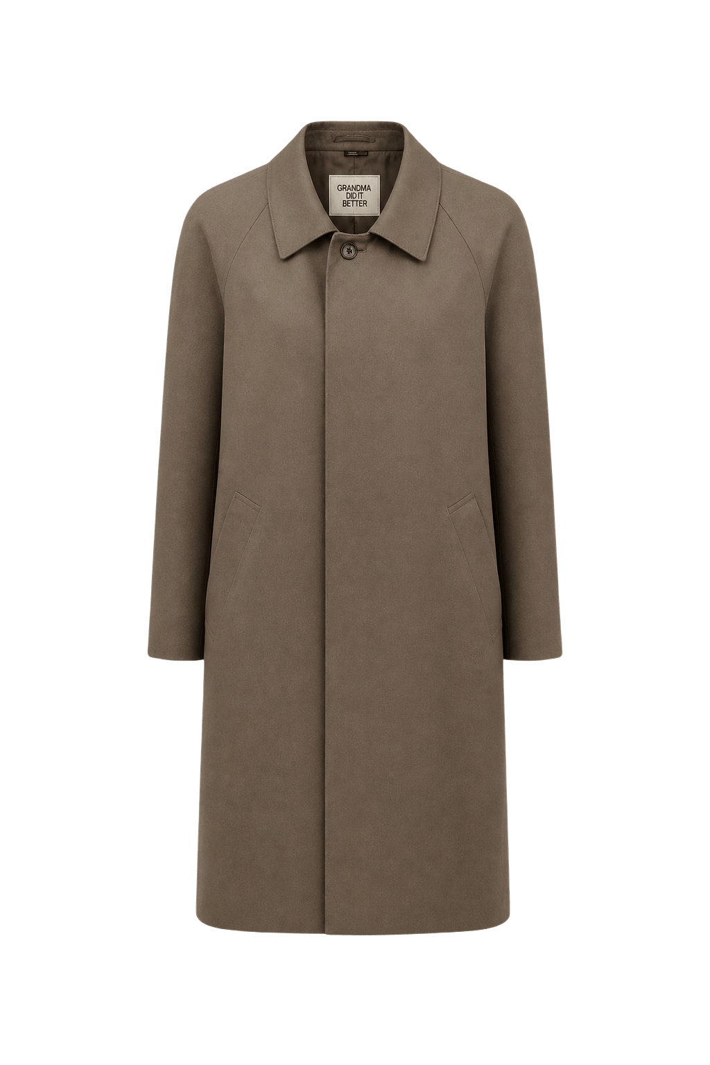 1980s Taupe Wool Blend Coat - Front View