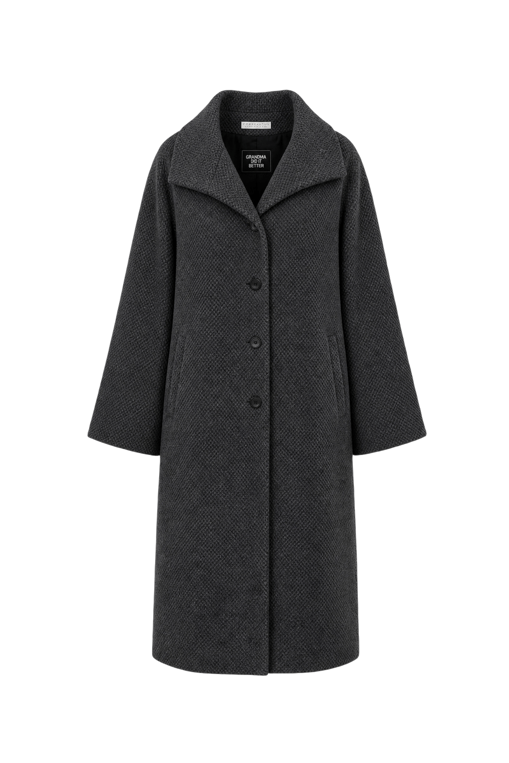 1990s Grey Wool Coat - Front View