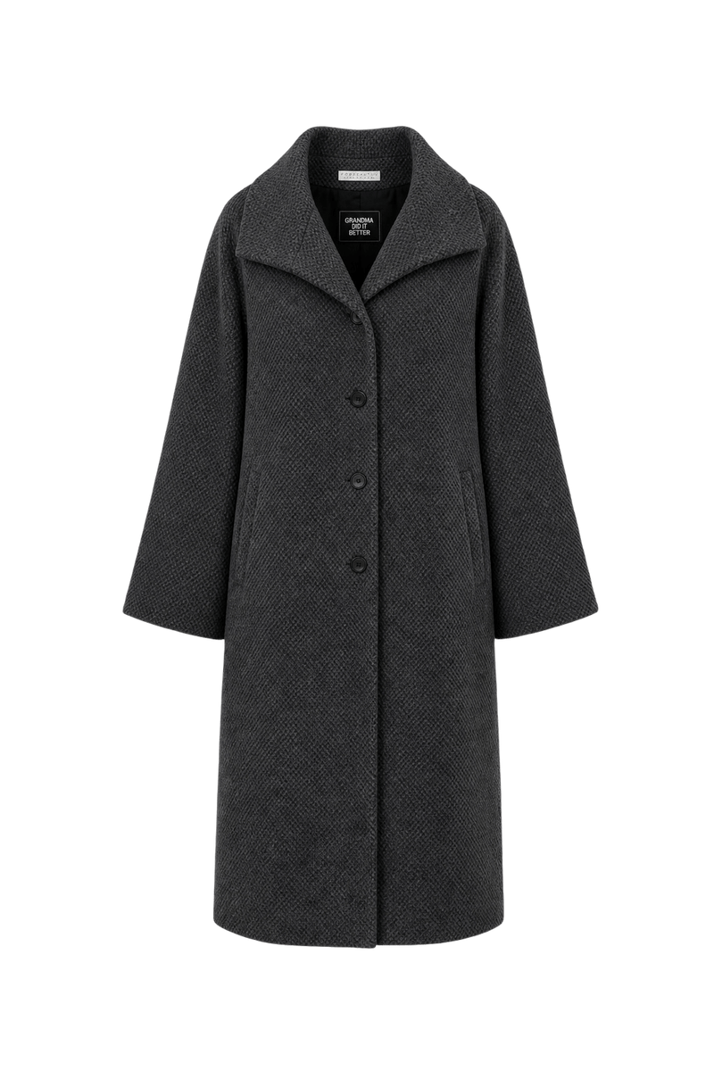1990s Grey Wool Coat - Front View